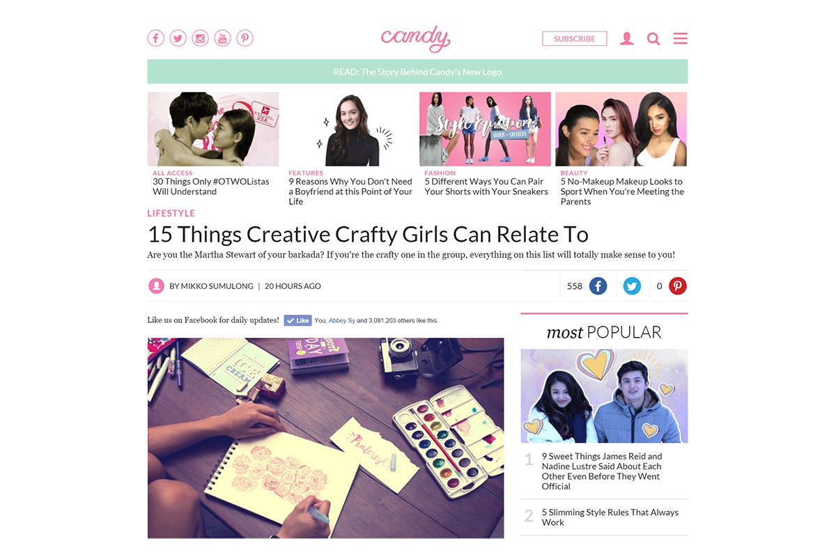 CandyMag.com: 15 Things Creative Crafty Girls Can Relate To